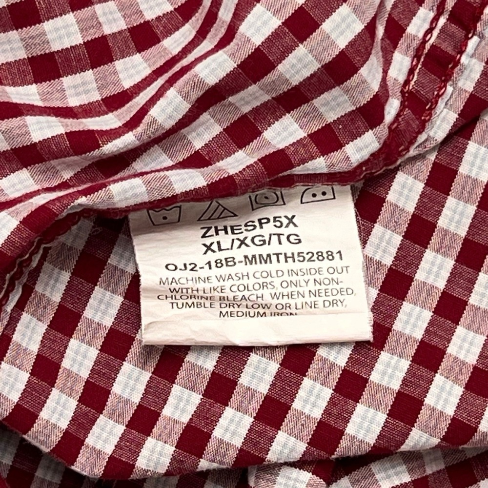 Wrangler Authentics Men's XL Red Plaid Button Down Short Sleeve Work Shirt - Picture 5 of 5
